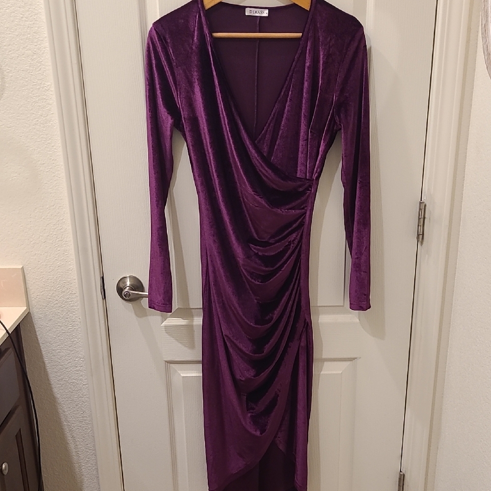 Elegant Deep Purple Long Sleeve Dress